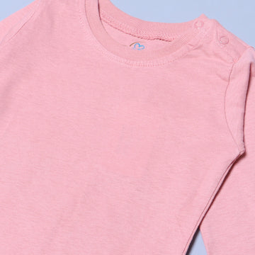 BABY PINK PLAIN FULL SLEEVES HALF BODY ROMPER